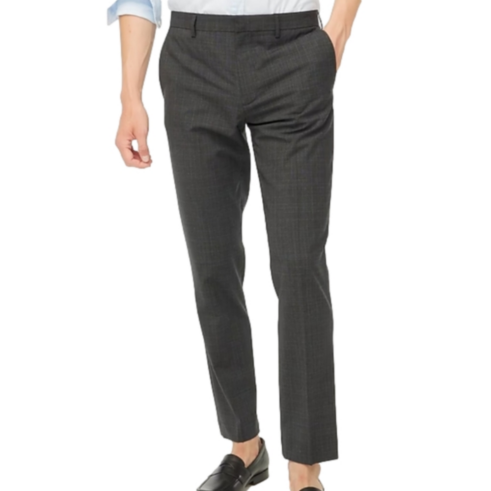 J Crew Thompson pant in Grey with Blue Plaid NWT Sz 36x32 Style # AP879